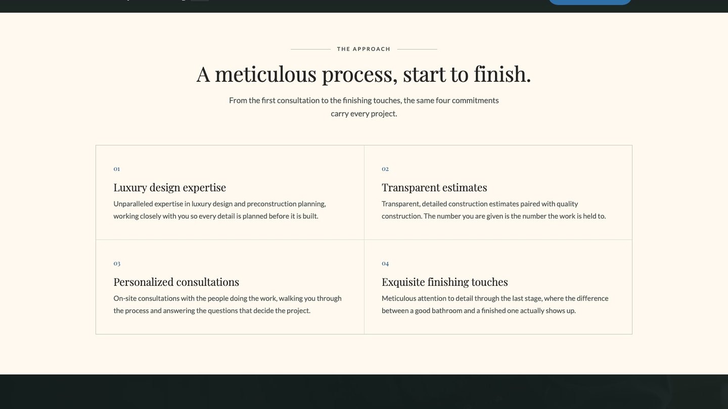 The approach section of the new homepage